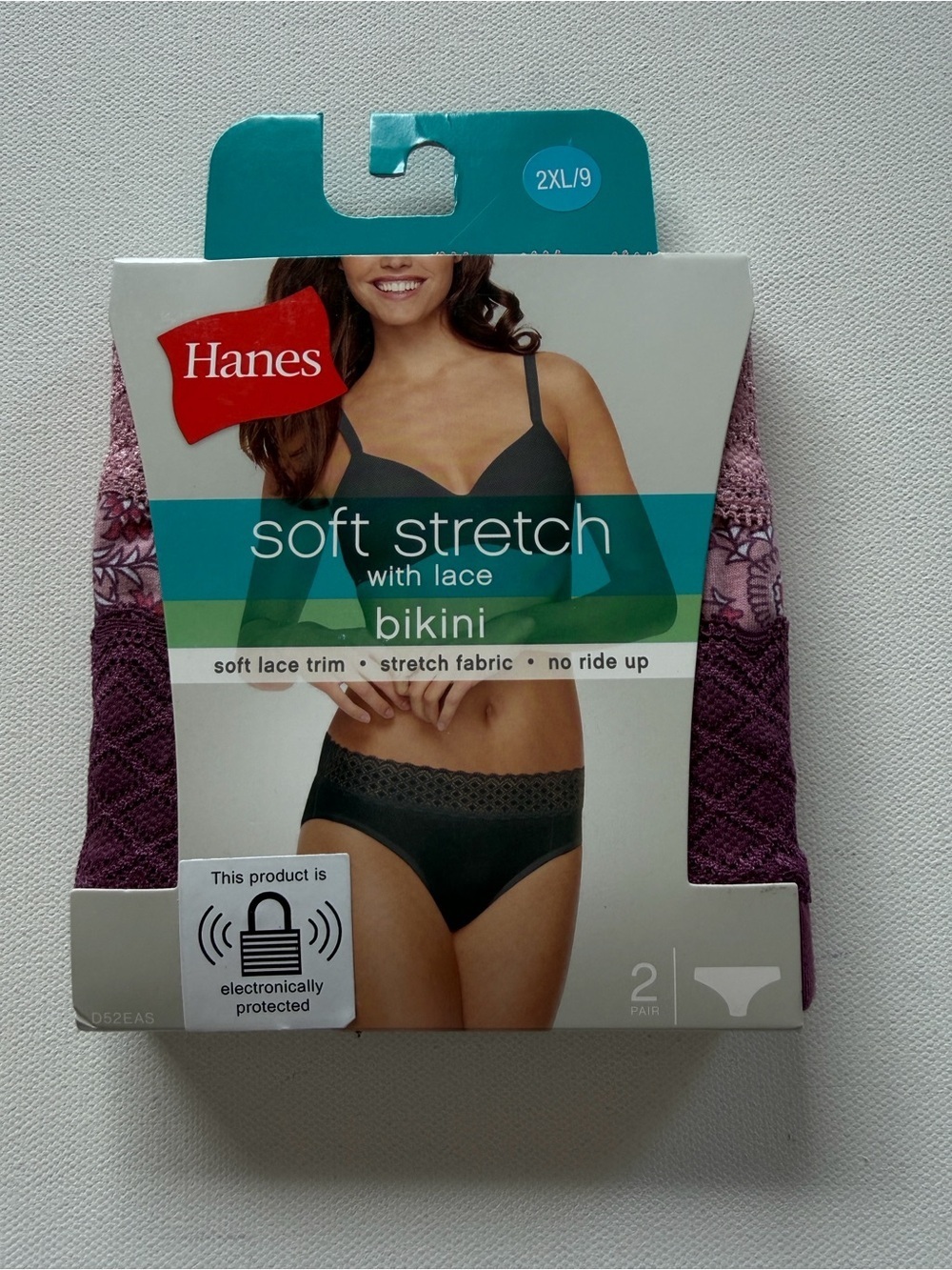NWT Women's Hanes 2-pack Soft Stretch Lace Bikini Panties Purple (G4)